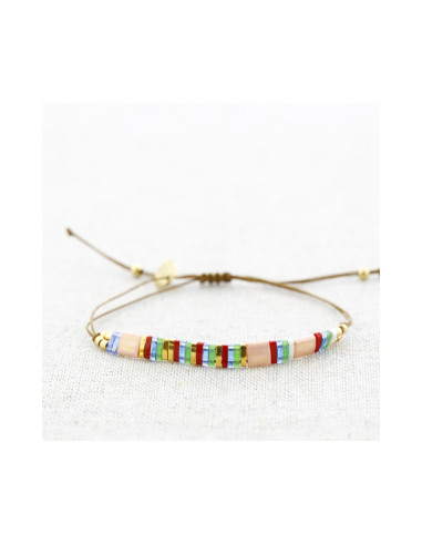 Pulsera ajustable acero macramé cuentas Miyuki
