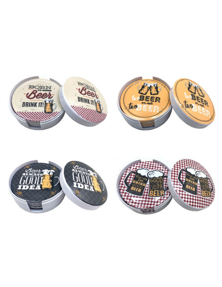 Juego 6 posavasos redondos CERVEZA