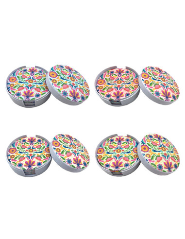 Juego 6 posavasos redondos FLORES