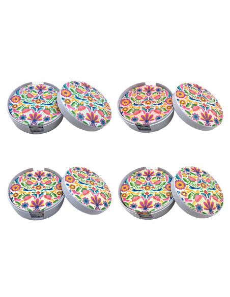 Juego 6 posavasos redondos FLORES