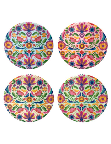 Juego 6 posavasos redondos FLORES