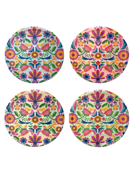 Juego 6 posavasos redondos FLORES