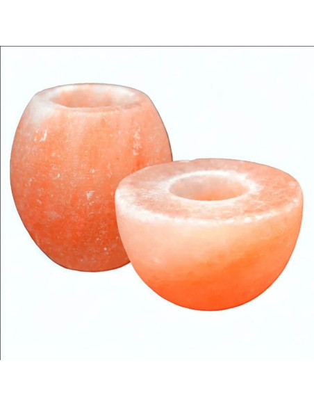 Juego 2 portavelas de sal del Himalaya