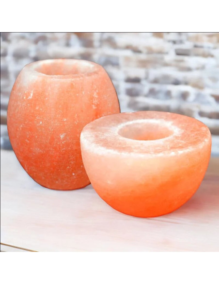 Juego 2 portavelas de sal del Himalaya