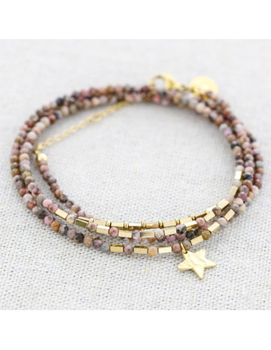 Pulsera vueltas acero piedras  ESTRELLA QUASI