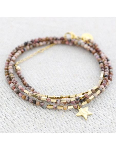 Pulsera vueltas acero piedras  ESTRELLA QUASI