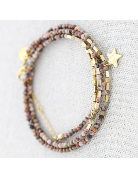 Pulsera vueltas acero piedras  ESTRELLA QUASI